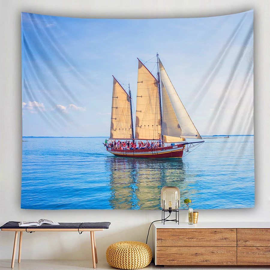 Гобелен с надписью Let your dream гобелен для спальни парусной тематикой Пляжное