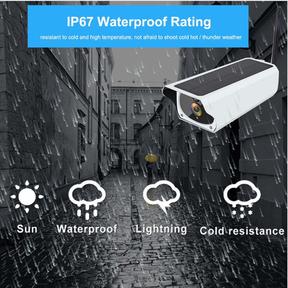 Наружная Wi Fi IP камера на солнечной батарее 1080P HD зарядка аккумулятора