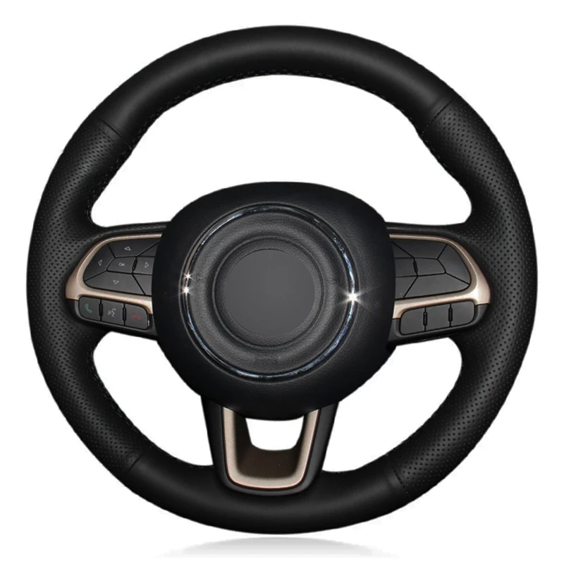 

Car Steering Wheel Cover Black Genuine Leather For Jeep Compass 2017 2018 Renegade 2015-2018 Fiat Toro 2017-2019 Tipo 2015-2019