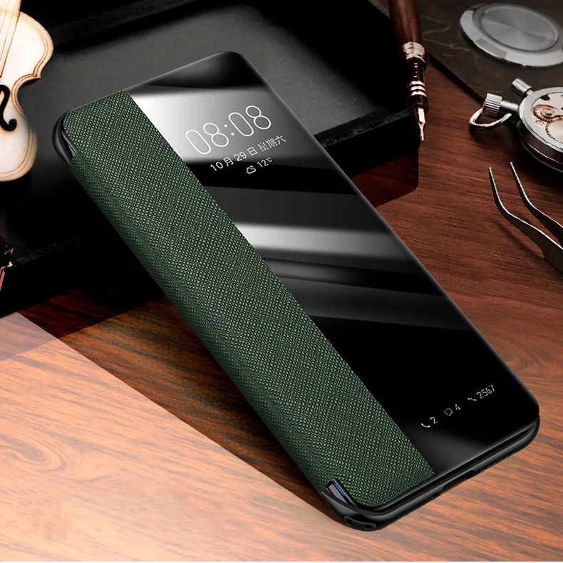 

Genuine Leather Case Vpower Luxury Smart View Window Leather Flip Cases For Huawei P40 / P30 Pro Phone Covers