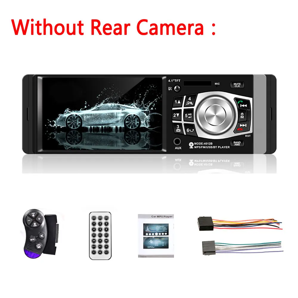 Without camera Podofo 1 Din автомагнитола 4,1 ''HD Автомобильный мультимедийный плеер MP3 MP5 Аудио стерео радио Bluetooth FM пульт дистанционного управления видео плеер - Цвет: Without camera