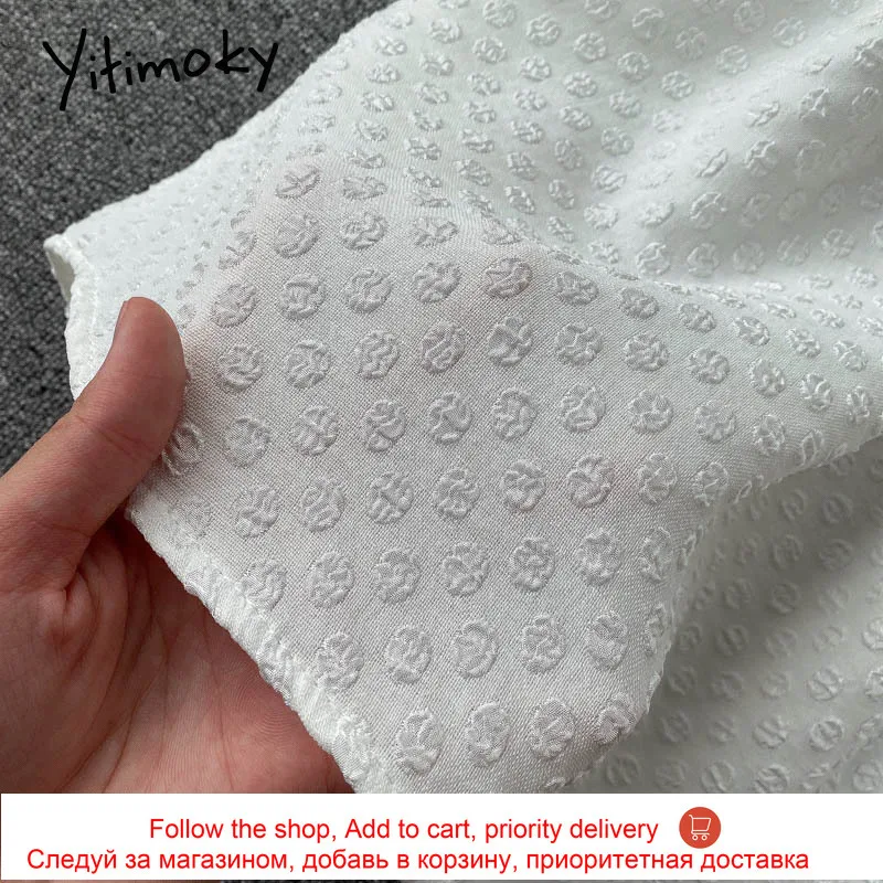 

Yitimoky Bow Hollow Out High Waist Dresses Women Backless Puff Sleeve O-Neck A-Line White Clothes 2021 Summer Korean Fashion New