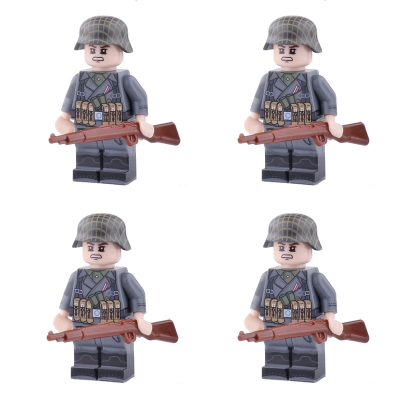 DB1-4PCS WW2 военная армия солдат фигурки строительные блоки Minifigs армейский солдатский шлем оружие шарф аксессуары Кирпичи игрушки для детей - Цвет: DB1-4PCS
