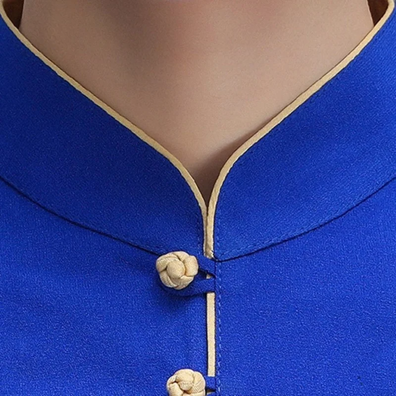 Синий Для мужчин женщин кунг фу Униформа Стиль Тай чи равномерное ушу боевые