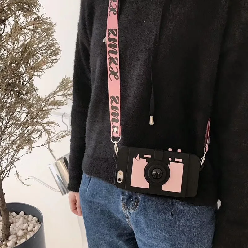 

Модный кошелек для камеры и карт, ремешок, силиконовый чехол для телефона iPhone 12 Pro Max Mini 11 XS MAX XR 7 8 Plus, Мягкий защитный чехол