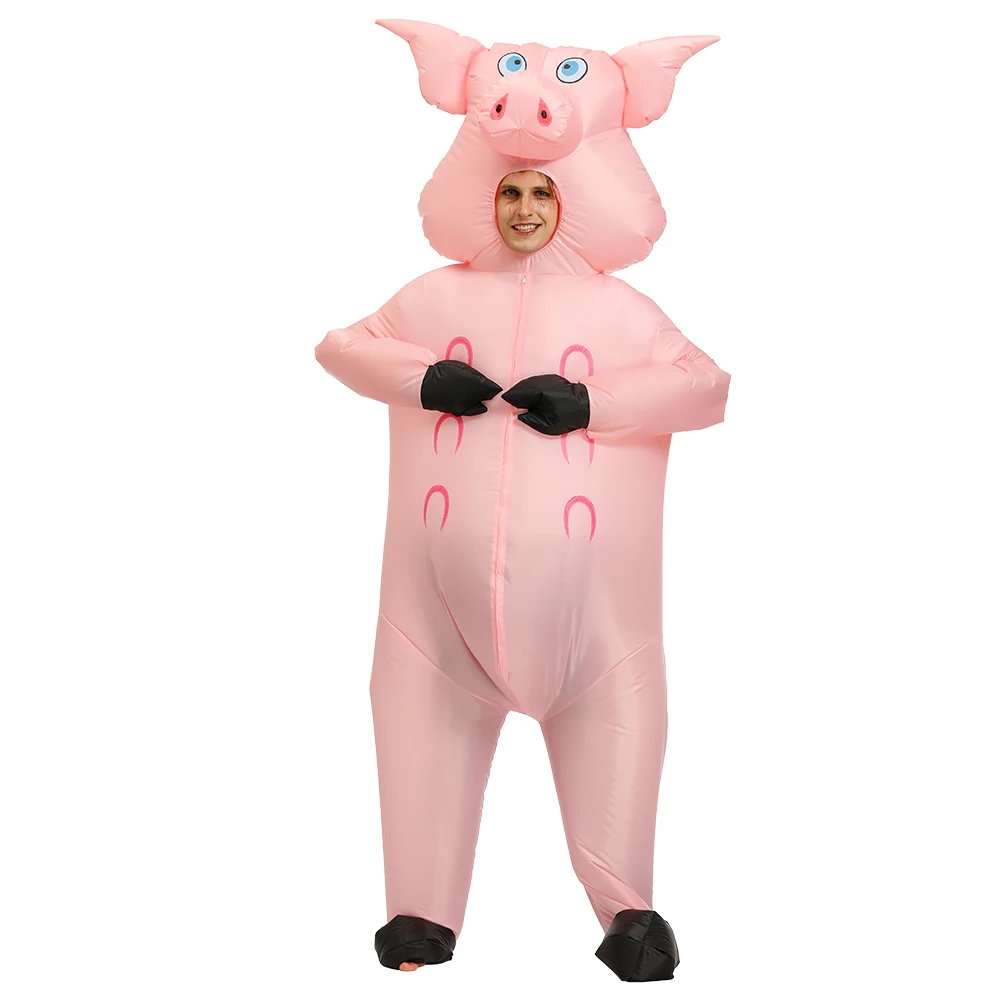 

Adult Animal Pink Pig Inflatable Costumes Halloween Cosplay Costumes Party Role Play Disfraz Blow Up Inflated Garment Dress Up