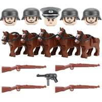 ww2 army cavalry detachment accessories building blocks military infantry soldier figures helmet guns bricks toys for children