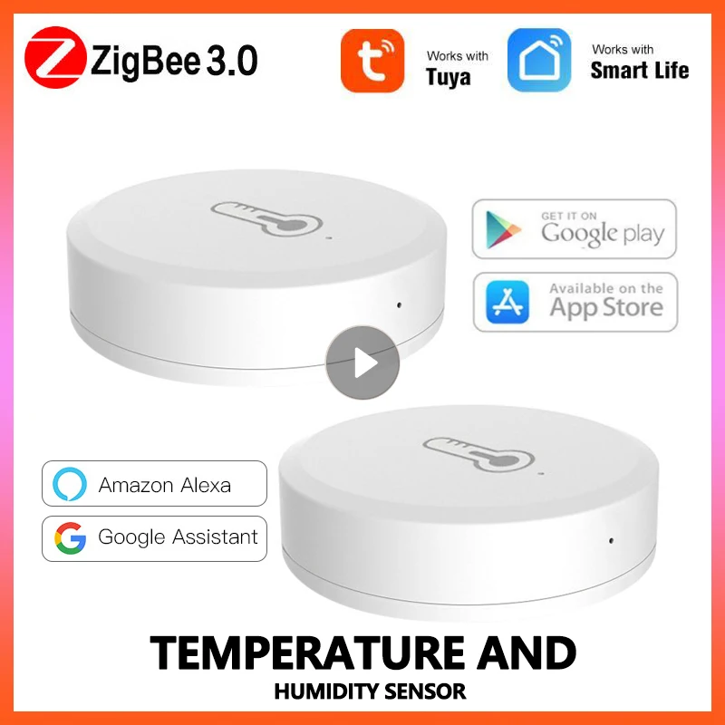 

Датчик температуры и влажности Tuya ZigBee3.0 на батарейках, работает с умным домом Tuya Zigbee Hub с Alexa Google Assistant