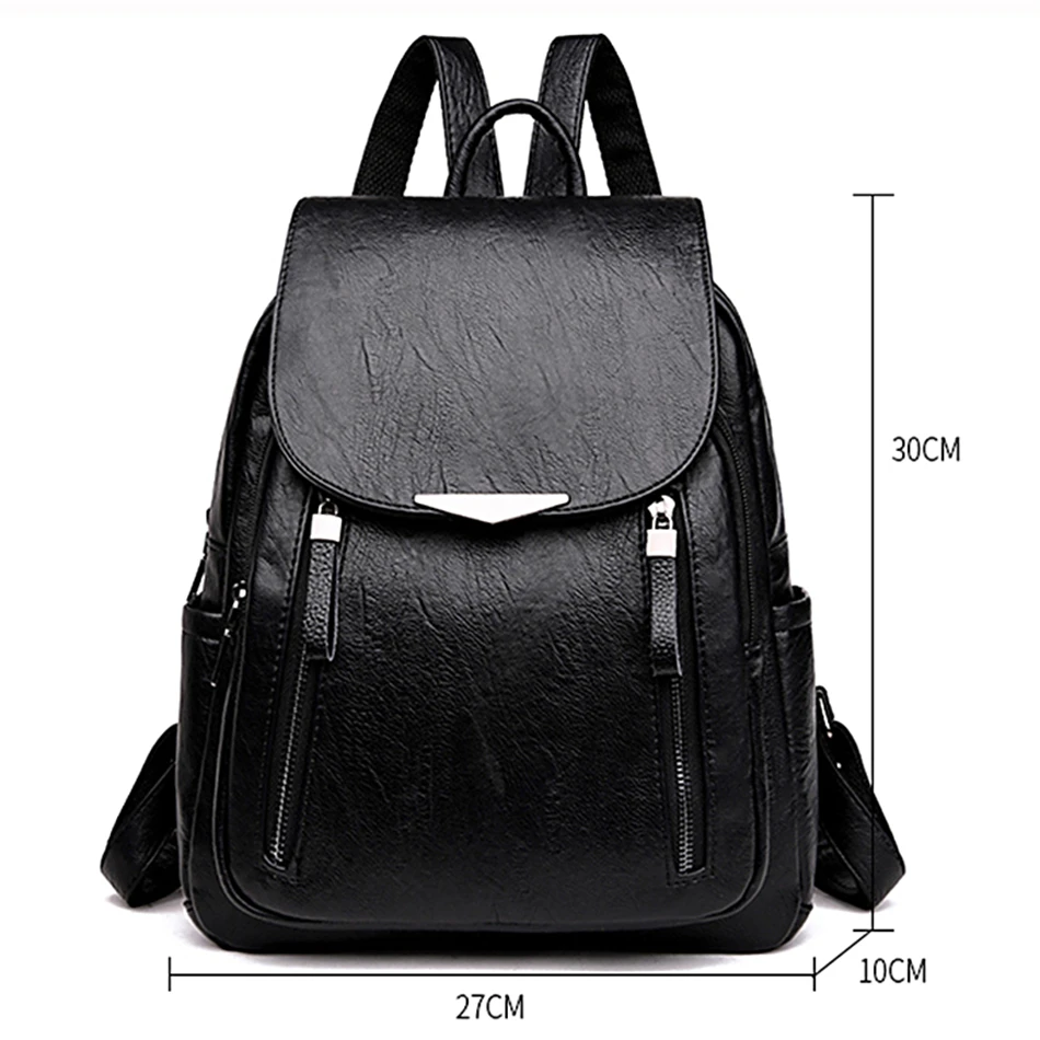 Винтажные женские рюкзаки из мягкой кожи Дамский рюкзак большая вместительность