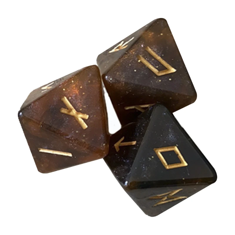 

3 Pcs 8-Sided Rune Dice Resin Assorted Polyhedral Dices Set Divination Game Toys