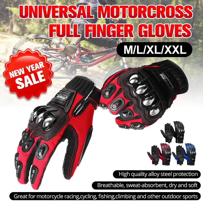 

Mens Motorcycle Gloves Breathable Motocross Off-Road alloy Glove Moto Touch Screen Motocross Full Fingures Gloves For 4 Seasons