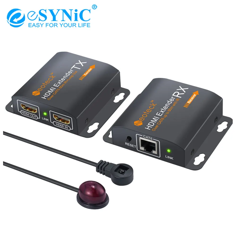 ESYNiC 1080p HDMI удлинитель с 2 портами разветвитель поддержкой 1 3 сигнала до 60 м RJ45