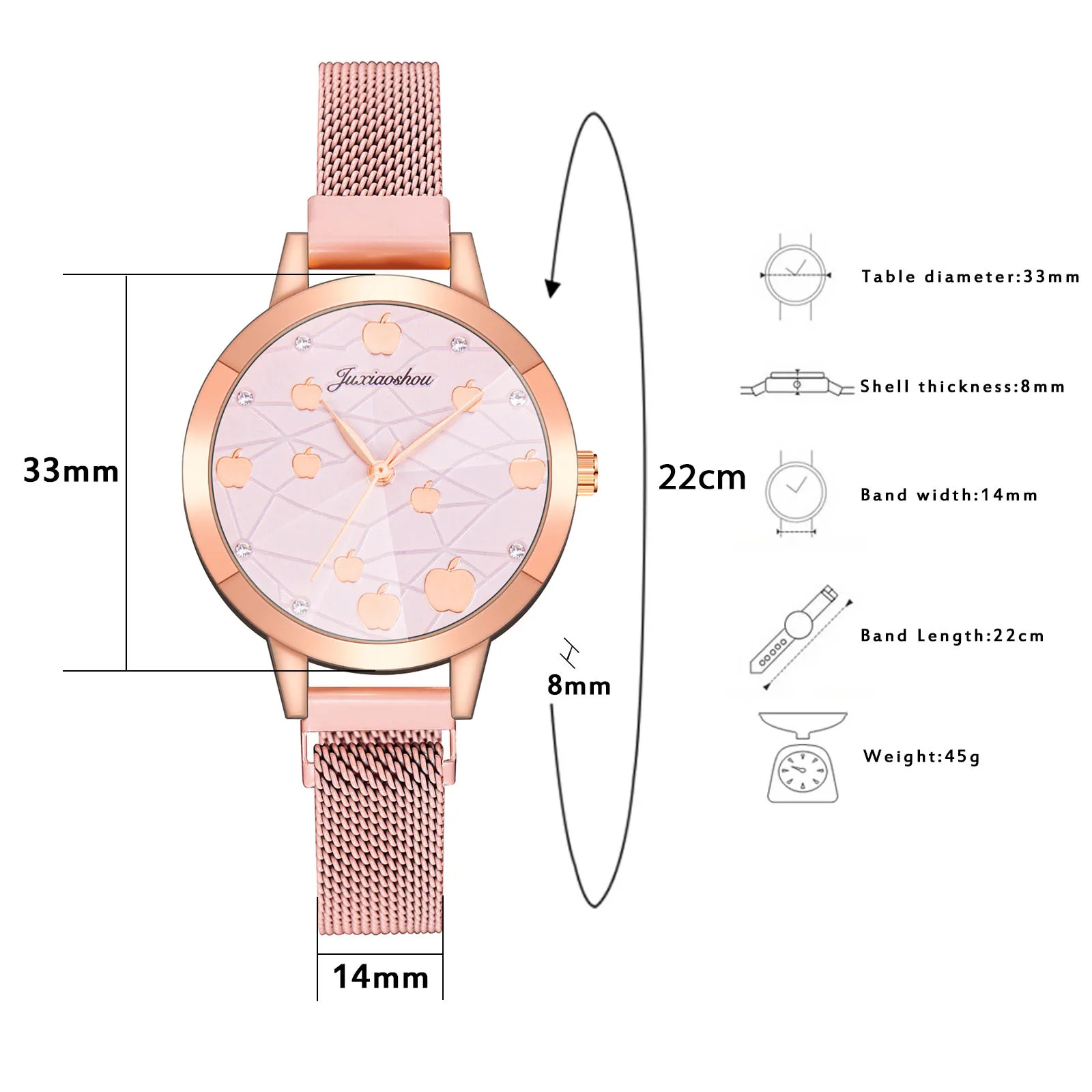 

Lady wrist watch JUXIAOSHOU Ladies Casual Fashion Quartz Stainless Steel Mesh Strap Watch Bracelet accessories Gift female
