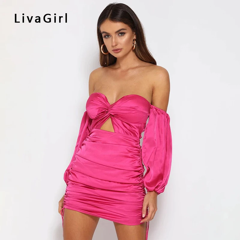 Однотонное платье с пышными рукавами и открытой спиной vestido сексуальное мини для