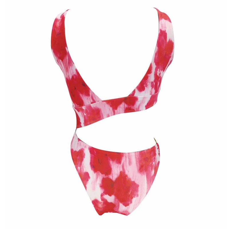 

One Piece Swimsuits Women 2021 Cover Up Print Pattern Fashion Beach Bathing Waist Hollow Out Sexy Quick Dry Swimwear Bikini