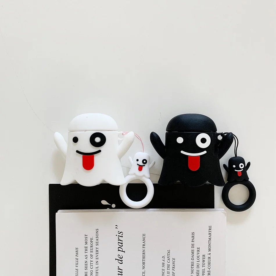 Earphone Case For Airpods 2 Case Silicone Bear Cat Pig Cartoon Headphones Cover For Apple Air pods 1 Case For Earpods Key ring