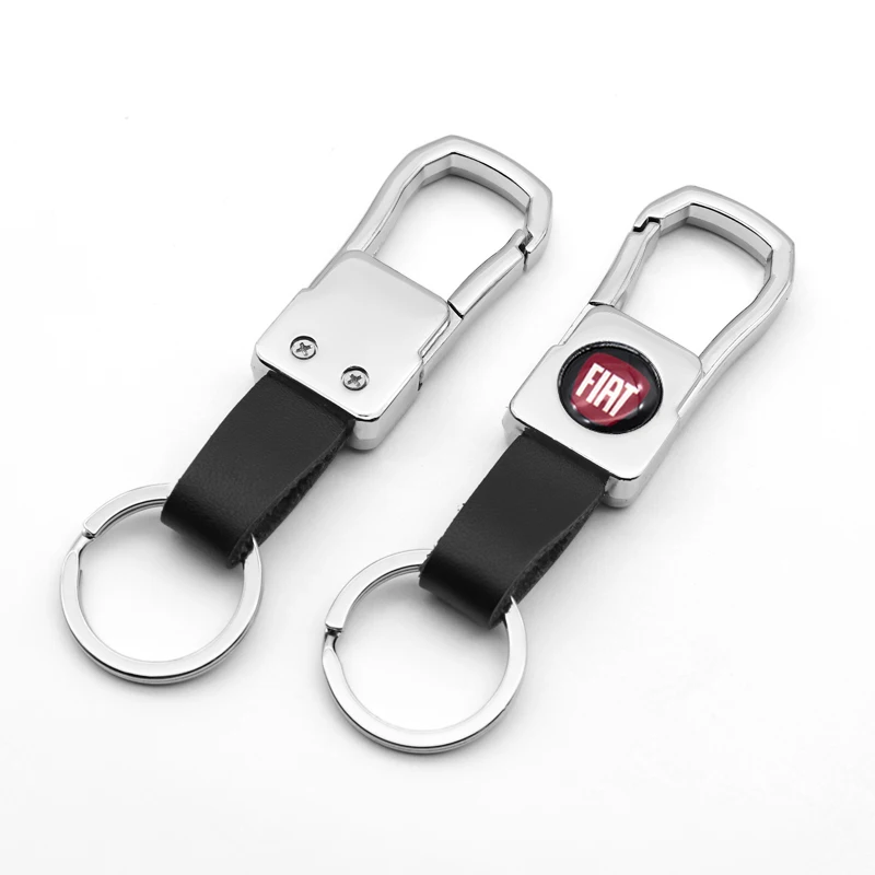 

Car logo keychain metal leather Styling fashion key ring suitable for Fiat-500 500X 500L Abarth- 124 panda Viaggio Ottimo 126P