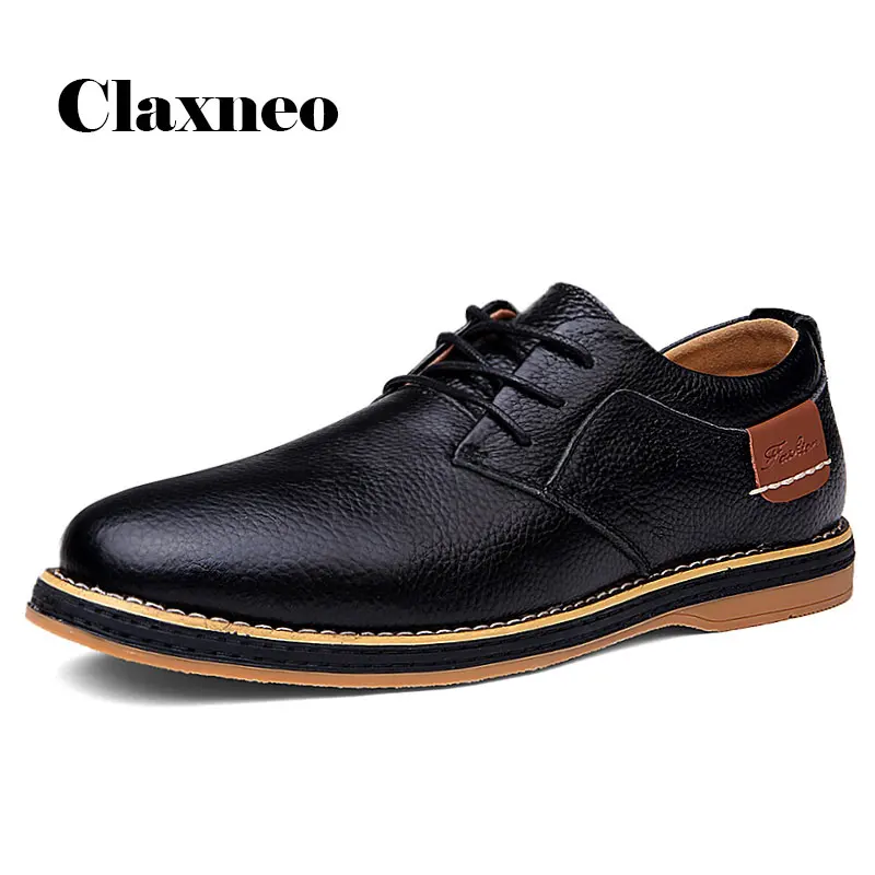 Мужские кожаные туфли CLAXNEO оксфорды прогулочная обувь Дерби большие размеры