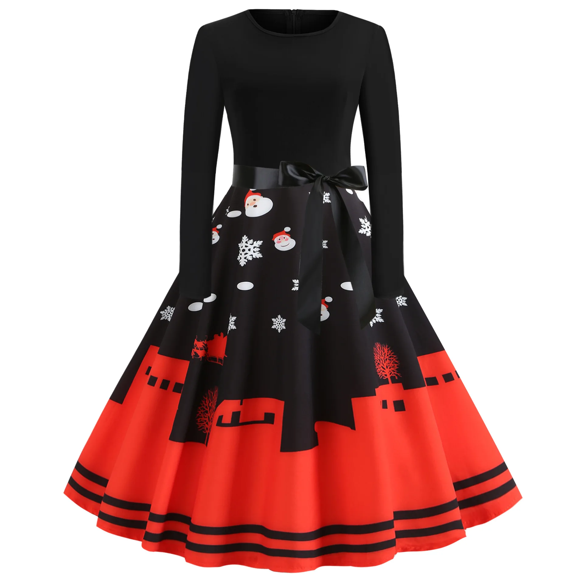 

Vintage Women's Rose Print Dress Retro Ladies Causal Bodycon Sleeveless Neck Evening Printing Party Swing Dress 2019