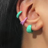 1set korea rainbow trendy clip on earring for women girls party wedding no piercing earrings ear cuff fashion cartilage earring