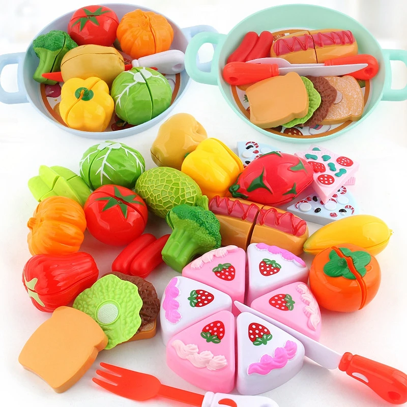Детские кухонные игрушки детские для девочек с овощами пластиковая фруктовая