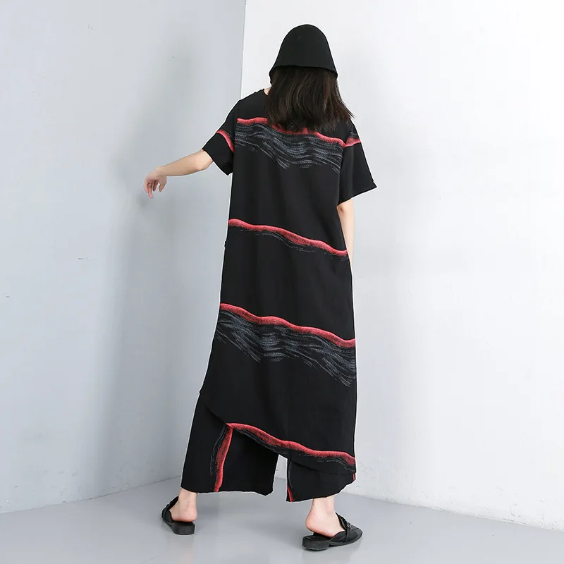 2 шт набор нерегулярные топы Длинная блузка рубашка черного цвета полосатые