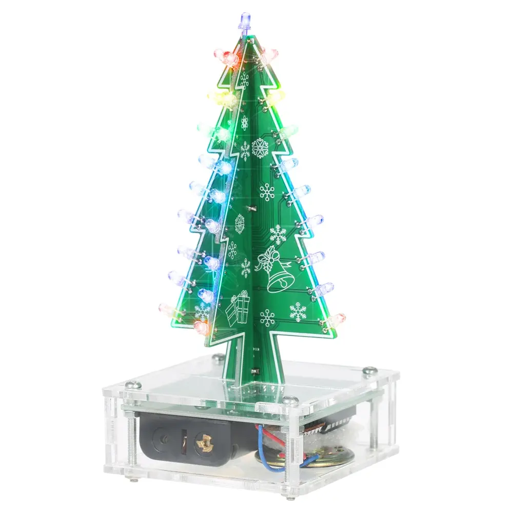 DIY Christmas Tree kit Colorful Easy Making LED Light Acrylic with Music Electronic Learning Kit Module | Инструменты