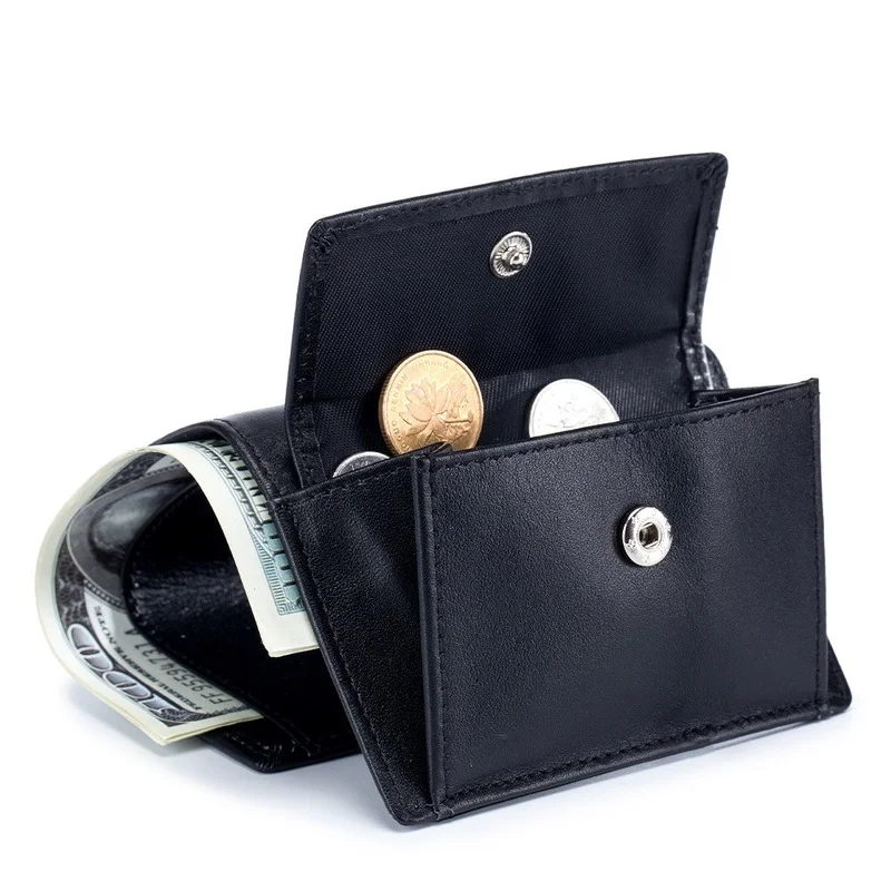 

2021 Japan Style Men's Mini Wallet Genuine Leather High Quality RFID Prorection Small Credit Card Holder Purse with Coins Pocket