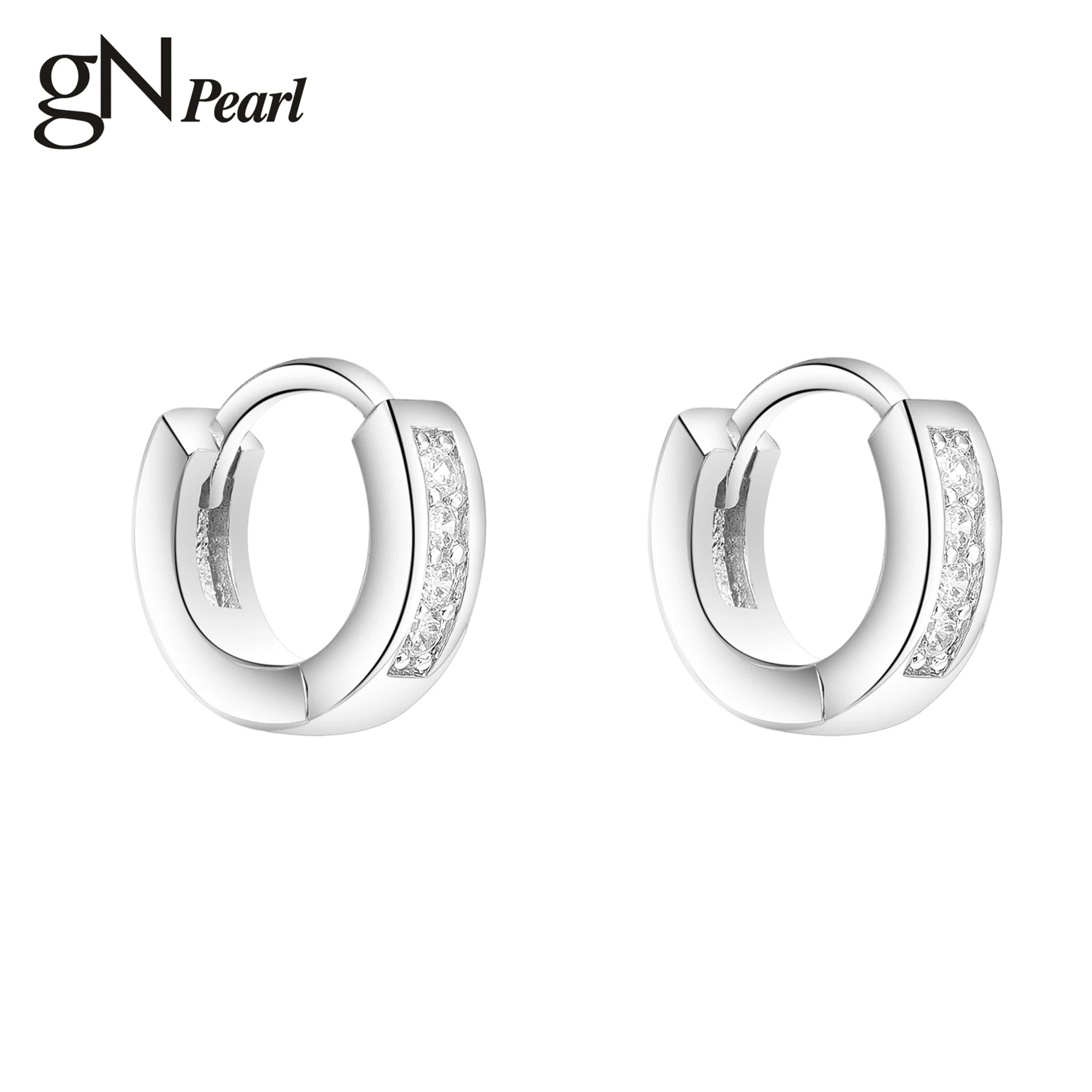 

Silver Hoop Earrings for Women 18K White Gold Plated Cubic Zirconia Earring Hypoallergenic Hoops Cuff Earrings for Women Girls
