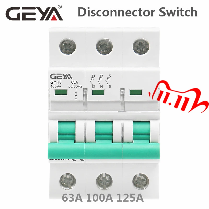 Трехфазный главный выключатель GEYA GYH8 63a 400 a изолирующий для домашнего или
