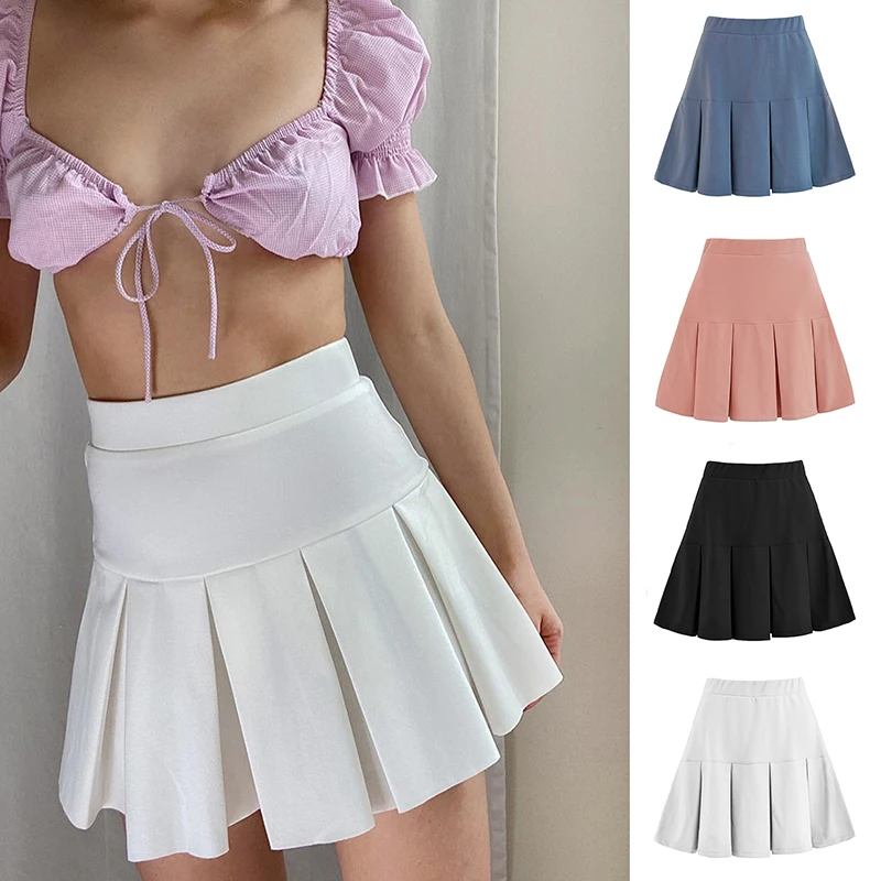 

Women Pleated Skirts High Waist Dance Pleated Skirts For Girls School Pleated Skirt Sexy White A-Line Female Kawaii Mini Skirts
