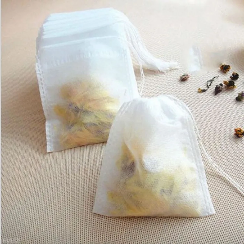 100 Pcs Food Grade Non Woven Fabric Tea Bags Tea Filter Bags For Spice Tea Infuser With String Heal Seal Spice Filters Teabags