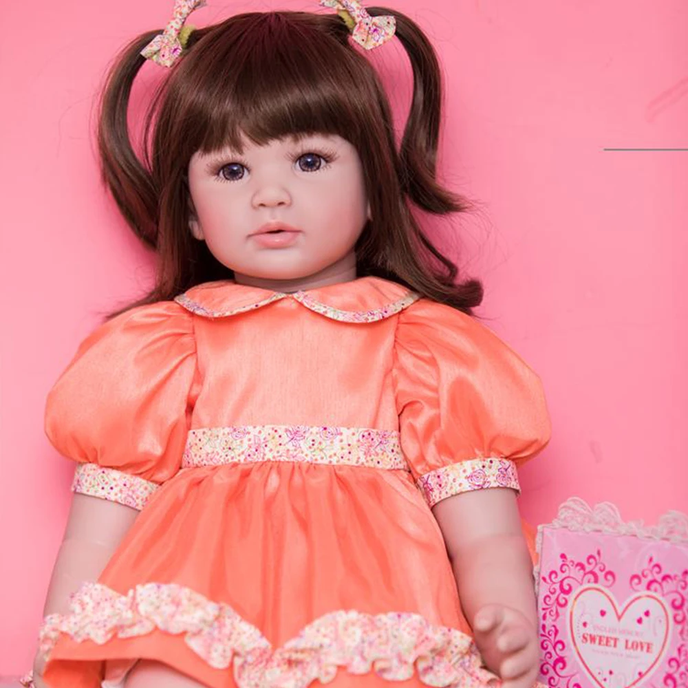 

24 Inch Bebe Reborn Baby Girl Doll 60 cm Soft Vinyl Cloth Body Princess Doll Lifelike real baby toddler bonecas Kids Playmate