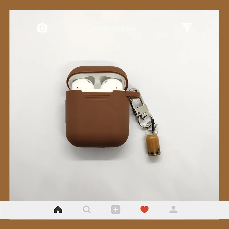 Для Apple AirPods чехол милый молочный чай беспроводные наушники чехол для Airpods гарнитура силиконовый защитный чехол бутылка для напитков брелок
