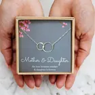 Серебряное ожерелье для мамы и дочки, для женщин, два взаимосвязанных бесконечности, двойные круги, День матери, ювелирное изделие, подарок на день рождения