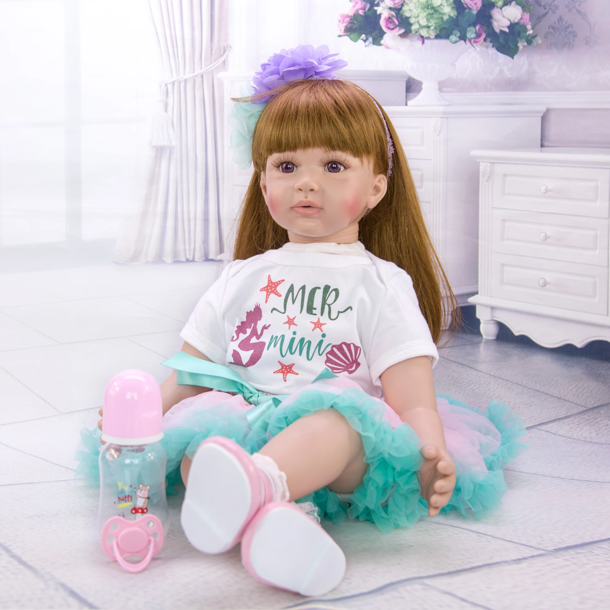 KEIUMI, новинка, детские куклы-Реборн, 24 дюйма, 60 см, Reborn Boneca, красивая девочка, длинные волосы, игрушка, сделай сам, для девочки, на день рождения, сюрприз