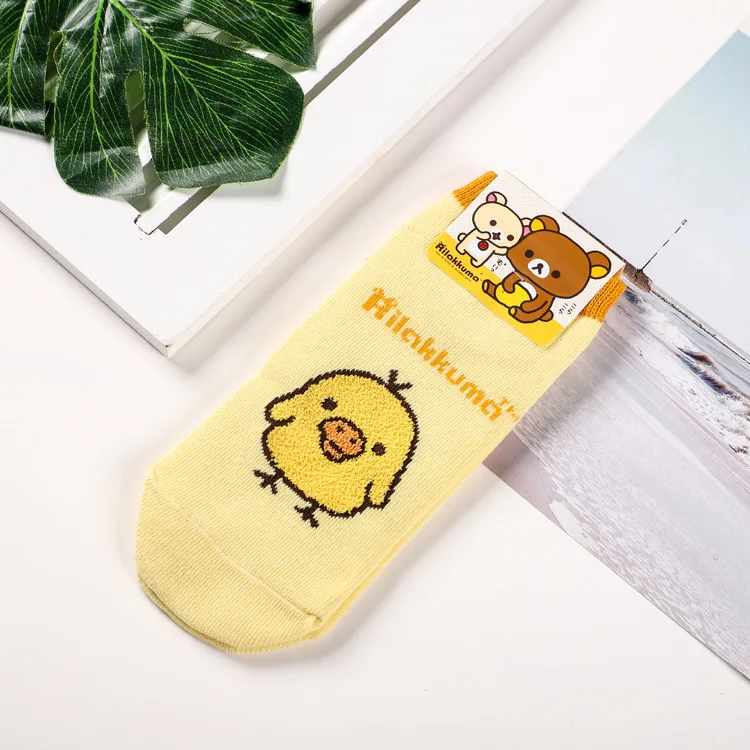 3 Носки с мультипликационным принтом Rilakkuma Kiiroitori, милые забавные женские хлопковые носки, впитывающие пот, дышащие, calcetines mujer - Цвет: 3