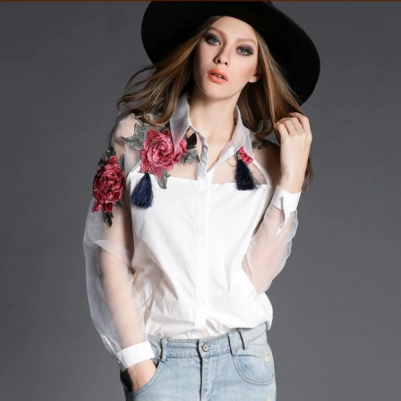 

Блузка женская из шифона, с отложным воротником и длинным рукавом, DD8890, повседневная, весна-осень, модель DD8890, женские блузки рубашки