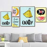 cartoon fruits pineapple banana print and poster unframed drawings canvas painting wall art picture fashion home decoration