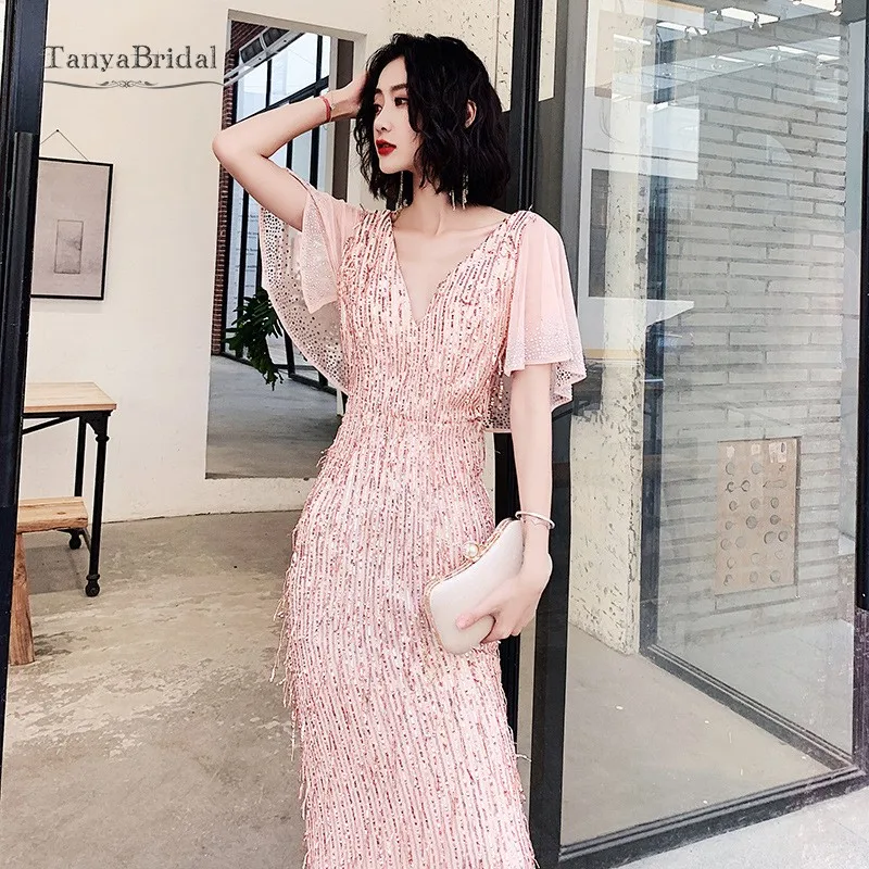 Новый список V образным вырезом вечернее платье с пайетками длинное v-образным на