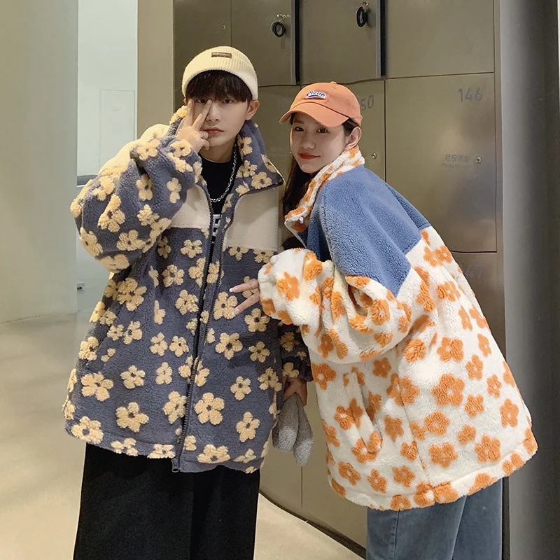 Куртка TEDSN в стиле оверсайз с маргаритками шерпа винтажная куртка на молнии