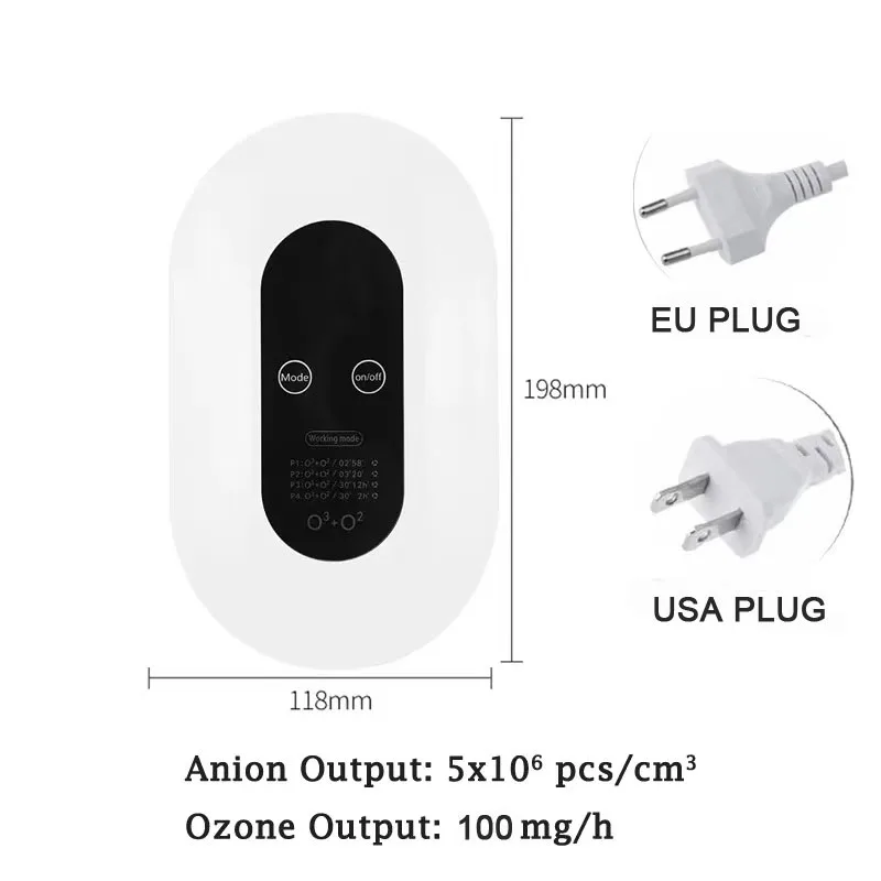 

100Mg 220V Ozone Generator 110V US Plug Portable Ionizer Air Purifier For Home Ozone Disinfector Room Deodorizer