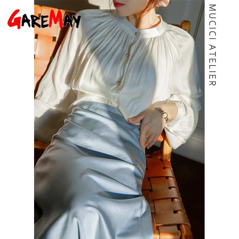 2022 летние женские шелковые атласные юбки для офиса с высокой талией элегантные