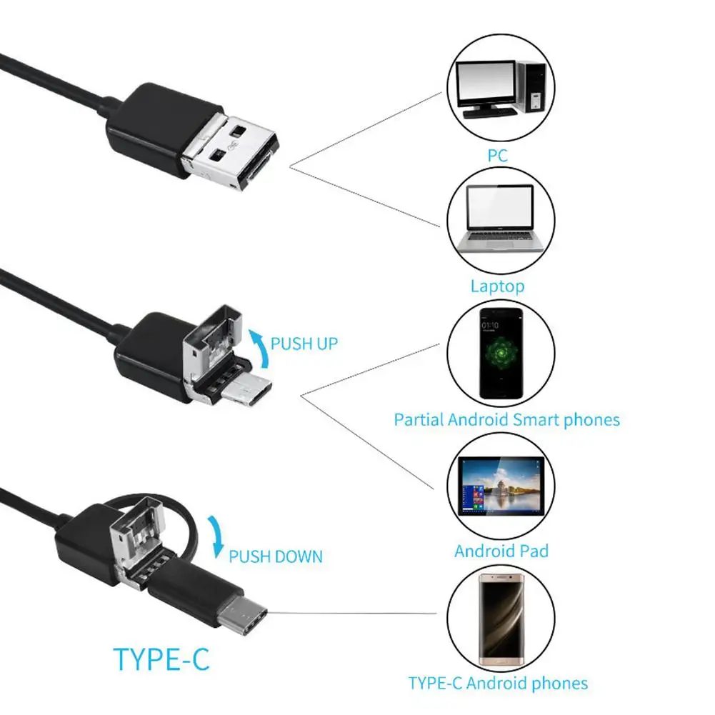 3 в 1 USB эндоскоп для смартфонов|Эндоскоп и инструмент поиска неисправностей| |
