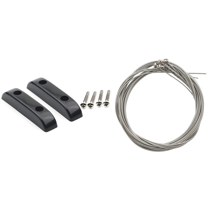 

4Pcs Bass Strings Bass Guitar Accessories With 2Pcs Bass Thumb Rest Finger Thumbrest Black Plastic Thumbrest