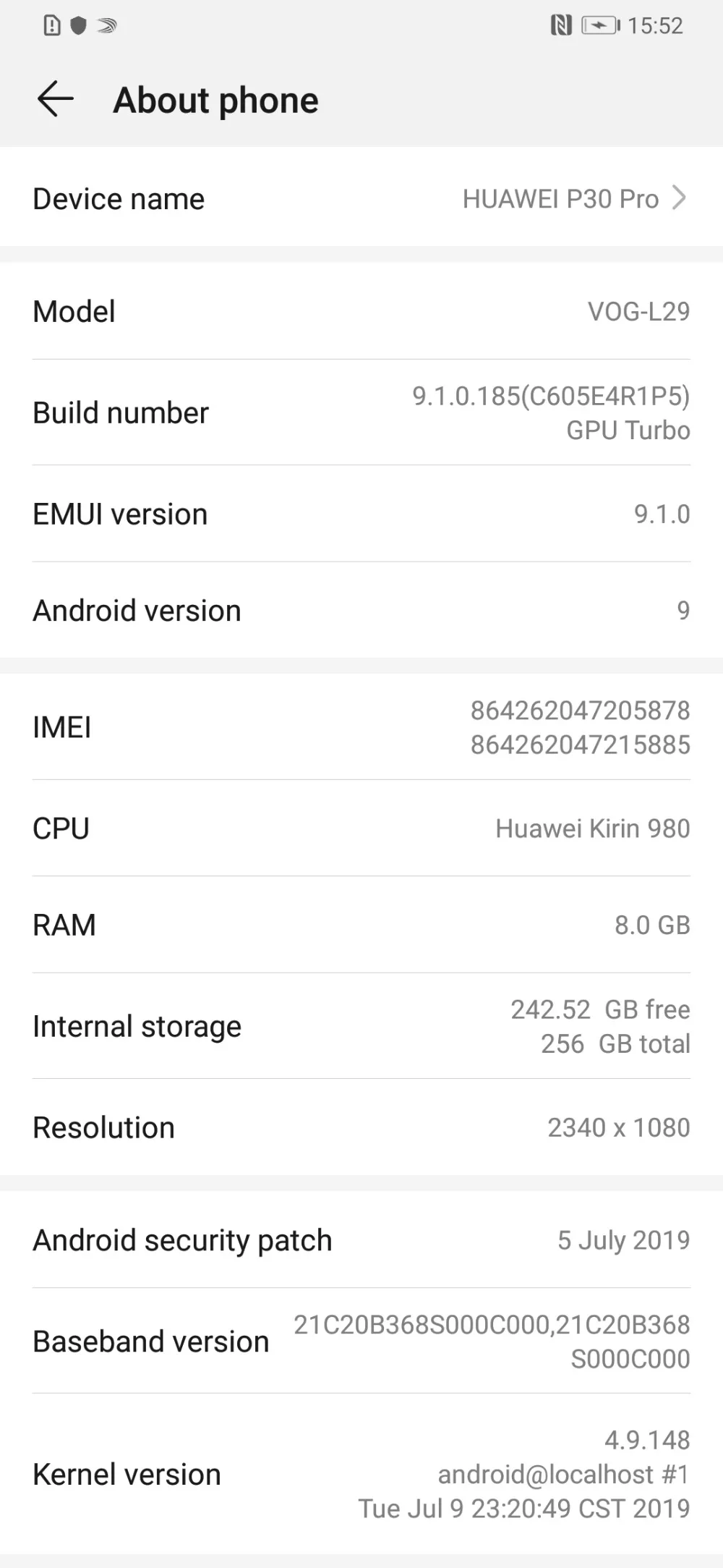 Мобильный телефон huawei P30 Pro 8G+ 256G Kirin 980 Android 9,1 6,47 ''OLED 2340X1080P IP68 NFC 5 камер 40 МП