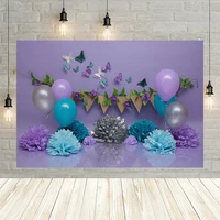 mehofond 1st birthday party backdrop purple blue balloon flower board girl photography backgrounds photo studio photophone decor