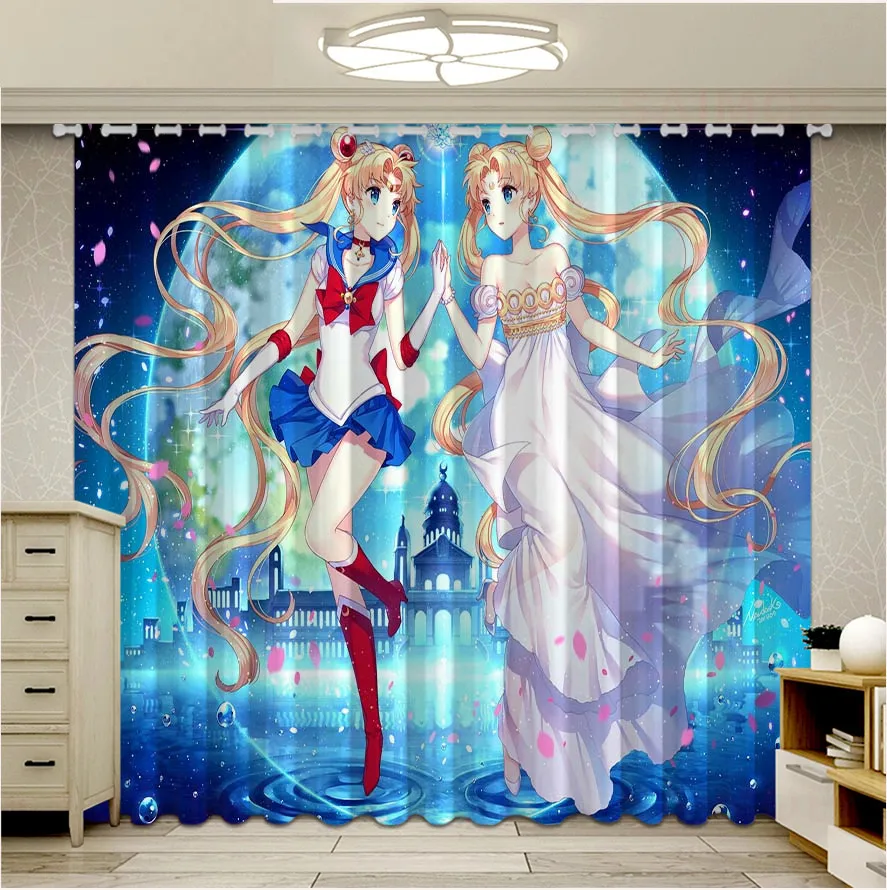 Занавески на окна с рисунком аниме 2 панели в комплекте занавески из ткани