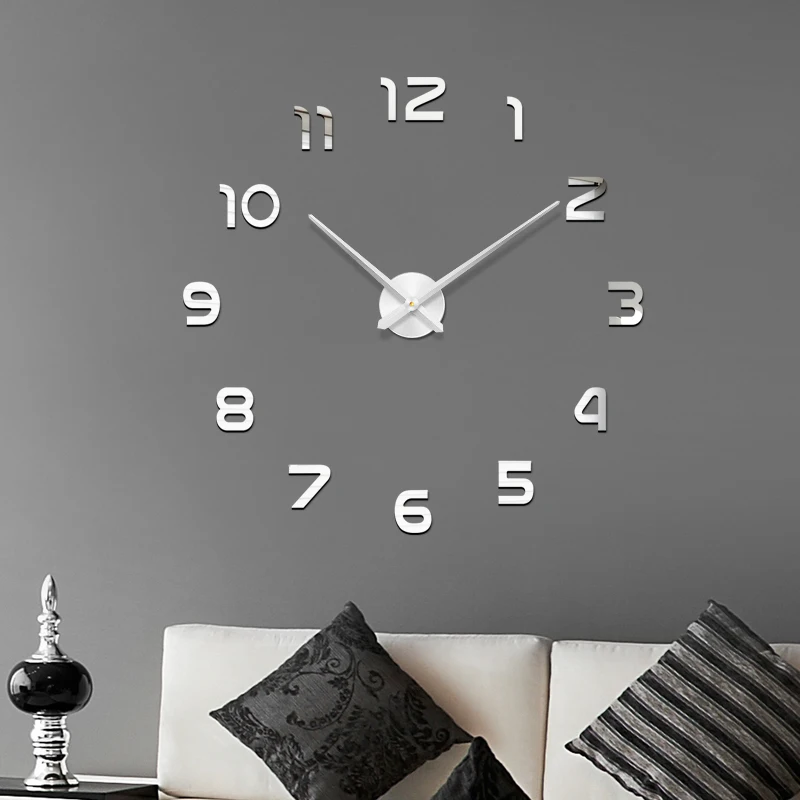 48 ''часы настенные часы Horloge 3D Diy акриловые зеркальные наклейки украшение дома