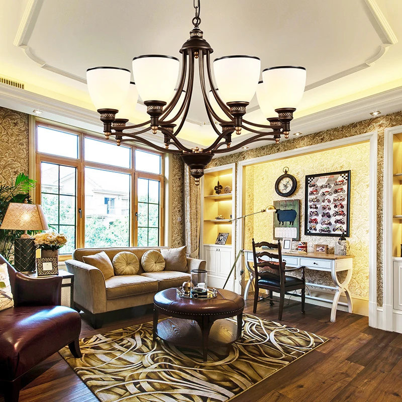 Светодиодная люстра в скандинавском стиле роскошный винтажный стеклянный